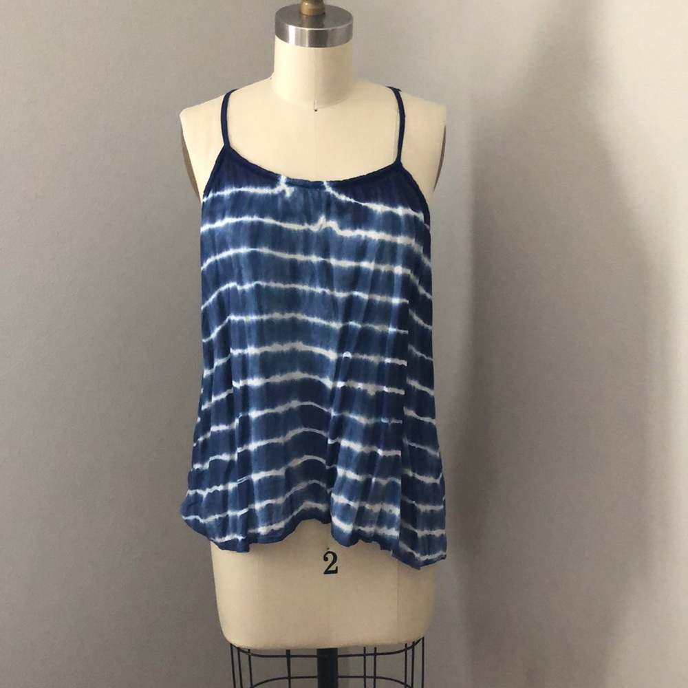 Navy and White tie-dye tank top
